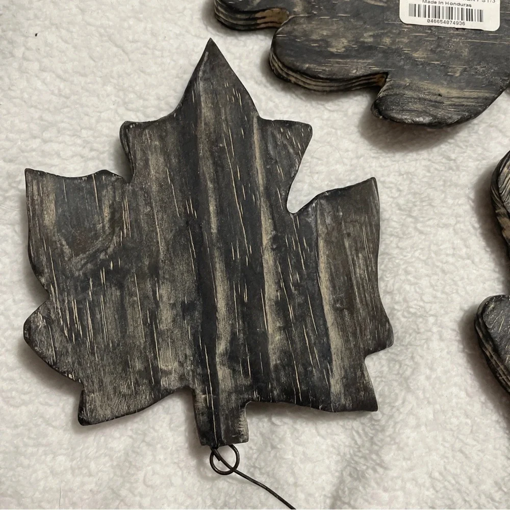 Napa Home & Garden Set Of 3 Wood Leaf Ornaments- Oak, Maple